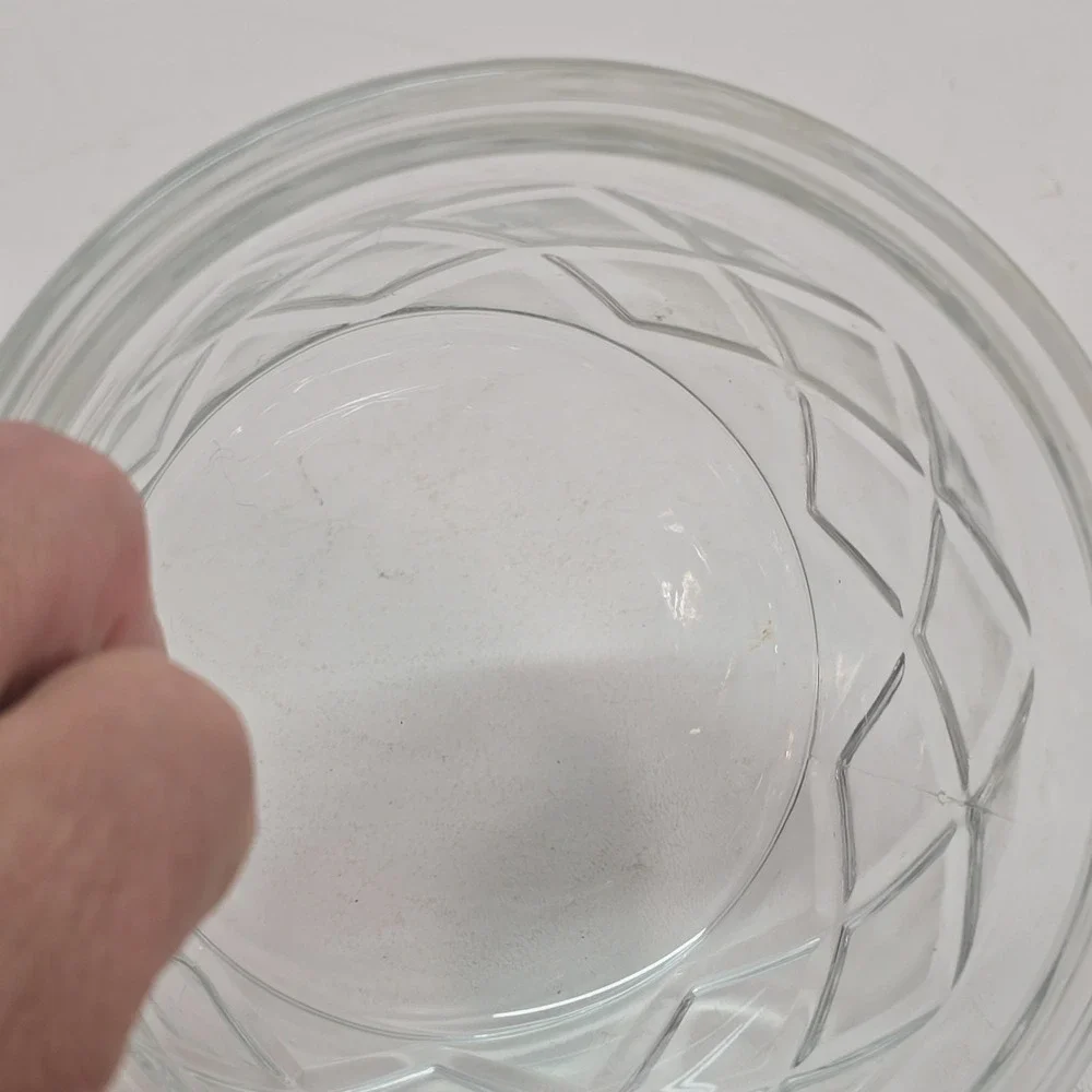 Clear Diamond Cut Glass Dip Bowl  Glass Candy Bowl  Small Bowl Decorative Glass